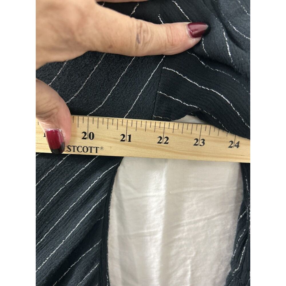 Juicy Couture Tie Waist Long Flowy Bell Sleeve Black Silver Stripes Witchy Sz L - Picture 6 of 9